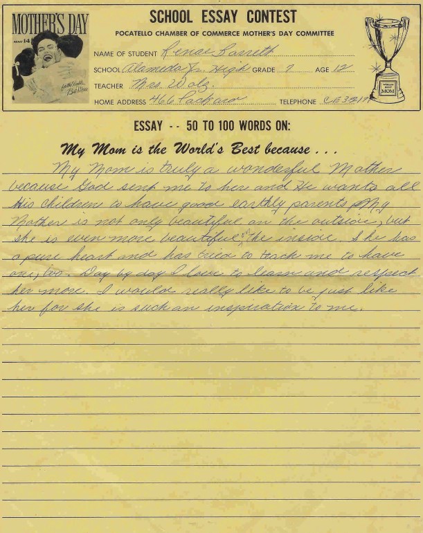 World's Best Mother Seventh Grade Essay